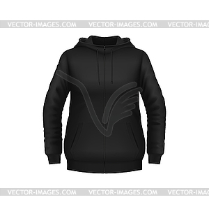 Hoodie, black sweatshirt realistic mockup - vector clipart