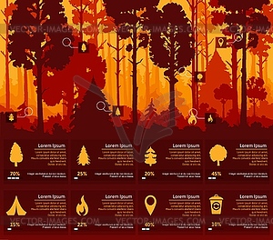 Forest silhouette infographics, nature landscape - vector clipart