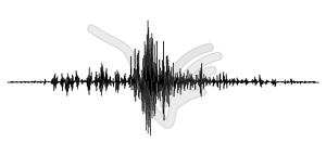 Earthquake seismograph wave, sound waveform - vector image