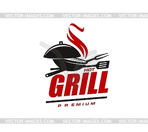 Bbq grill icon, emblem for barbecue party - vector clipart / vector image