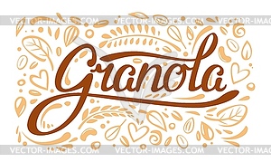 Granola cereal food label or outline background - vector image