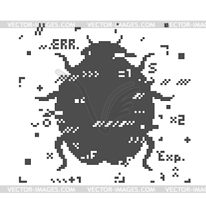 Glitch bug, malware and hacking attack concept - vector image