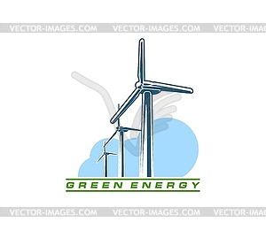 Wind turbine, green energy, power and electricity - vector clip art