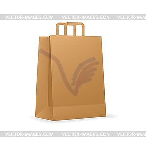 Paper shopping bag with cardboard handle mockup - vector image