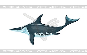 Cartoon Ichthyosaur marine dinosaur cute character - vector clip art