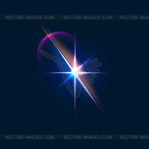 Sparkle flare and flash effect, star glow light - vector image