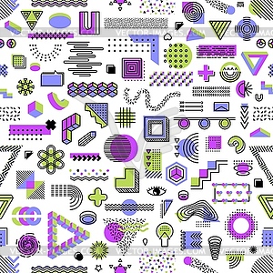 Memphis pattern background of geometric shapes - vector image