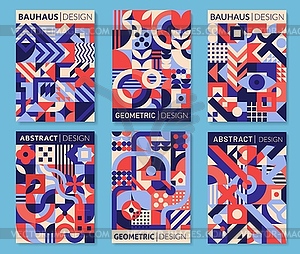 Bauhaus posters, geometric abstract patterns set - vector clipart