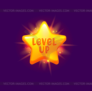 Game level up reward star, rate icon, award badge - vector image