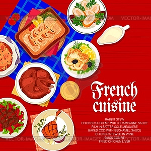 French cuisine menu cover design tempate - vector clipart