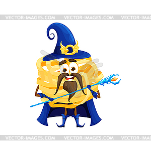 Cartoon Halloween italian tagliatelle pasta wizard - vector clipart