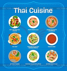 Thai cuisine restaurant menu page template - vector image