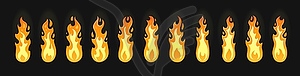 Мультяшная анимация спрайта пламени костра, горящий костер - клипарт