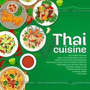 Thai cuisine menu cover page template - royalty-free vector clipart