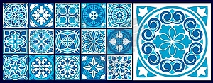 Moroccan azulejo patterns, majolica tile ornaments - vector EPS clipart