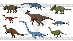 8bit game pixel dinosaur characters, animal asset - vector clipart