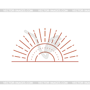 Sunrise or sunset in boho style, sunshine print - vector image