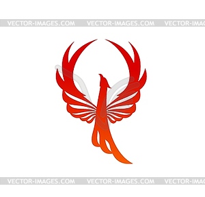 Phoenix bird with fire flames silhouette - vector clipart