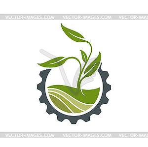 Agriculture company, farm icon and field and wheel - vector image