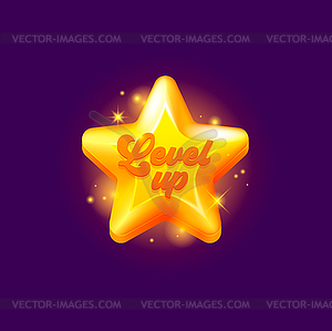 Game level up reward shiny gold star rate icon - vector clipart