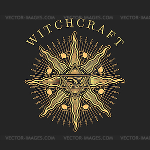 Witchcraft, occultism and esoteric magic icon - vector image