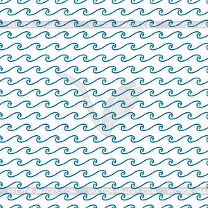 Sea and ocean blue waves seamless wavy pattern - vector image