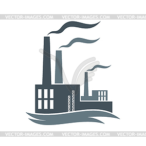 Значок фабрики, промышленного предприятия или электростанции - клипарт в векторном формате