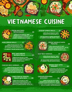 Шаблон страницы меню вьетнамской кухни - изображение в формате EPS
