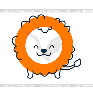 Lion cartoon animal, circle maths shape - vector clip art