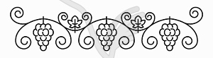 Wine decor ornament frame, bunch of grape on stem - vector clip art