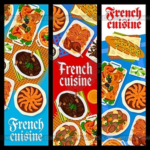 French cuisine restaurant meals banners - vector image