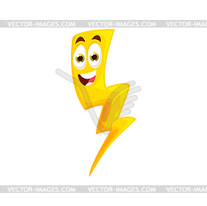 Cartoon lightning character, energetic flash bolt - vector image