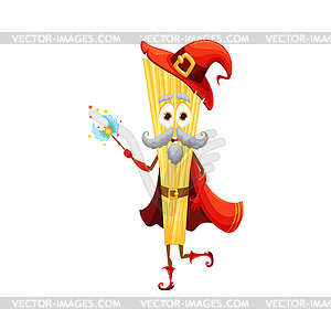 Cartoon Halloween italian linguine pasta wizard - vector clip art