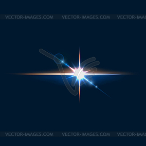 Light sparkle flare and flash effect, star glow - vector image