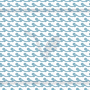 Sea and ocean blue line waves seamless pattern - vector clipart