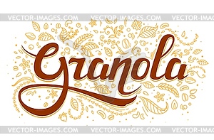 Granola cereal food label for oatmeal muesli food - vector clip art