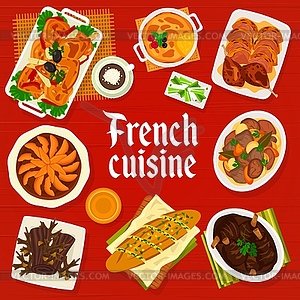 French cuisine restaurant menu cover template - vector image