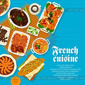 French cuisine menu cover design template - vector clipart