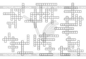 Crossword game grids or word guess quiz layouts - vector clip art