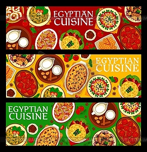 Egyptian cuisine food banners, dishes and meals - vector clipart / vector image