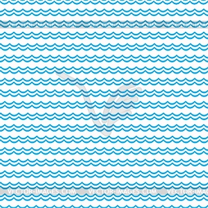 Blue water, ocean wavy simple seamless pattern - vector image