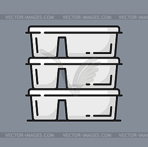 Plastic food containers with lids color line icon - vector clipart