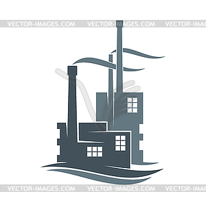 Industrial factory, energy plant or refinery icon - vector clipart