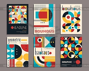 Bauhaus posters with geometric abstract patterns - vector image