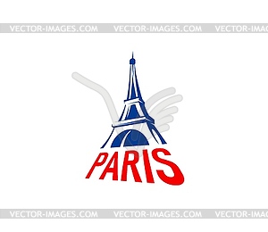 Paris Eiffel tower emblem, France travel symbol - vector image