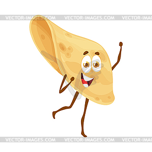 Cartoon Mexican tortilla character, funny bread - vector image