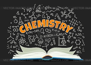 Учебник химии и формулы для школьного образования - стоковый векторный клипарт