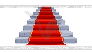 Castle stone staircases, stair with red carpet - vector image