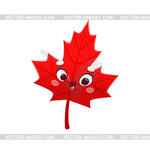Cartoon maple leaf, back to school funny character - vector clip art