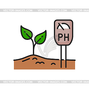 Soil PH level measure, agriculture color line icon - vector image